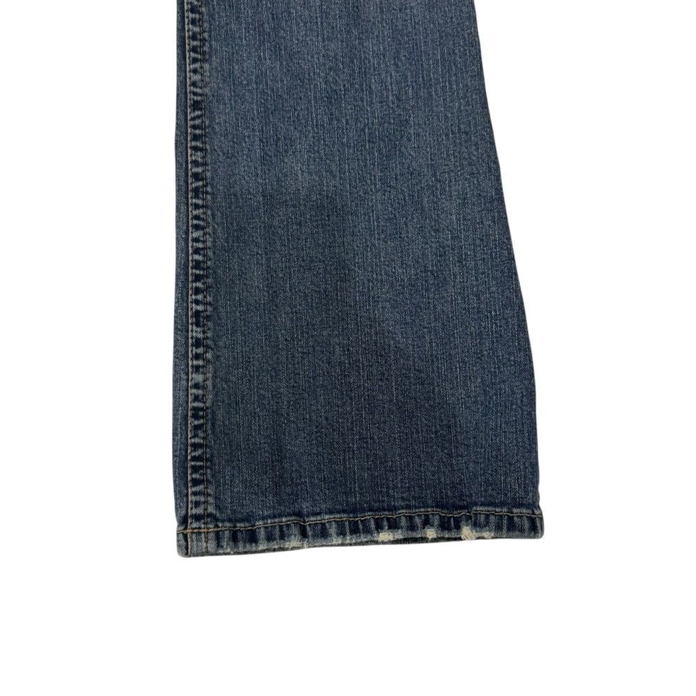 Silver Jeans Dark Wash Blue Cotton Denim Flare Leg Jeans Distressed size 31/33 - Picture 9 of 14